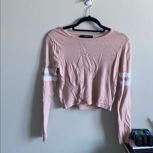 Forever 21 Pink Cropped Varsity Sweater